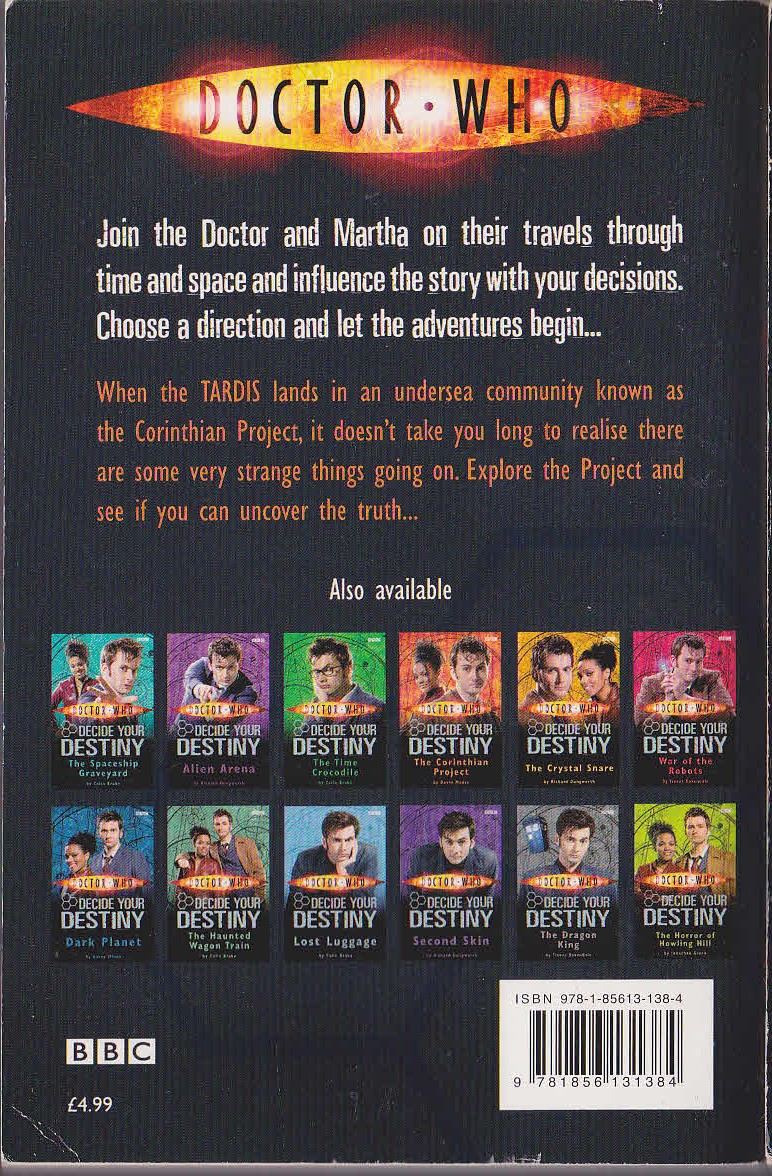 Davey Moore  DOCTOR WHO: THE CORINTHIAN PROJECT magnified rear book cover image