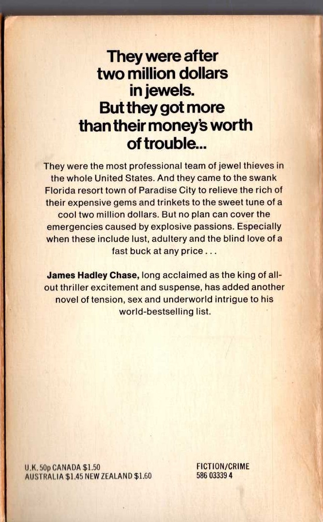James Hadley Chase  AN EAR TO THE GROUND magnified rear book cover image