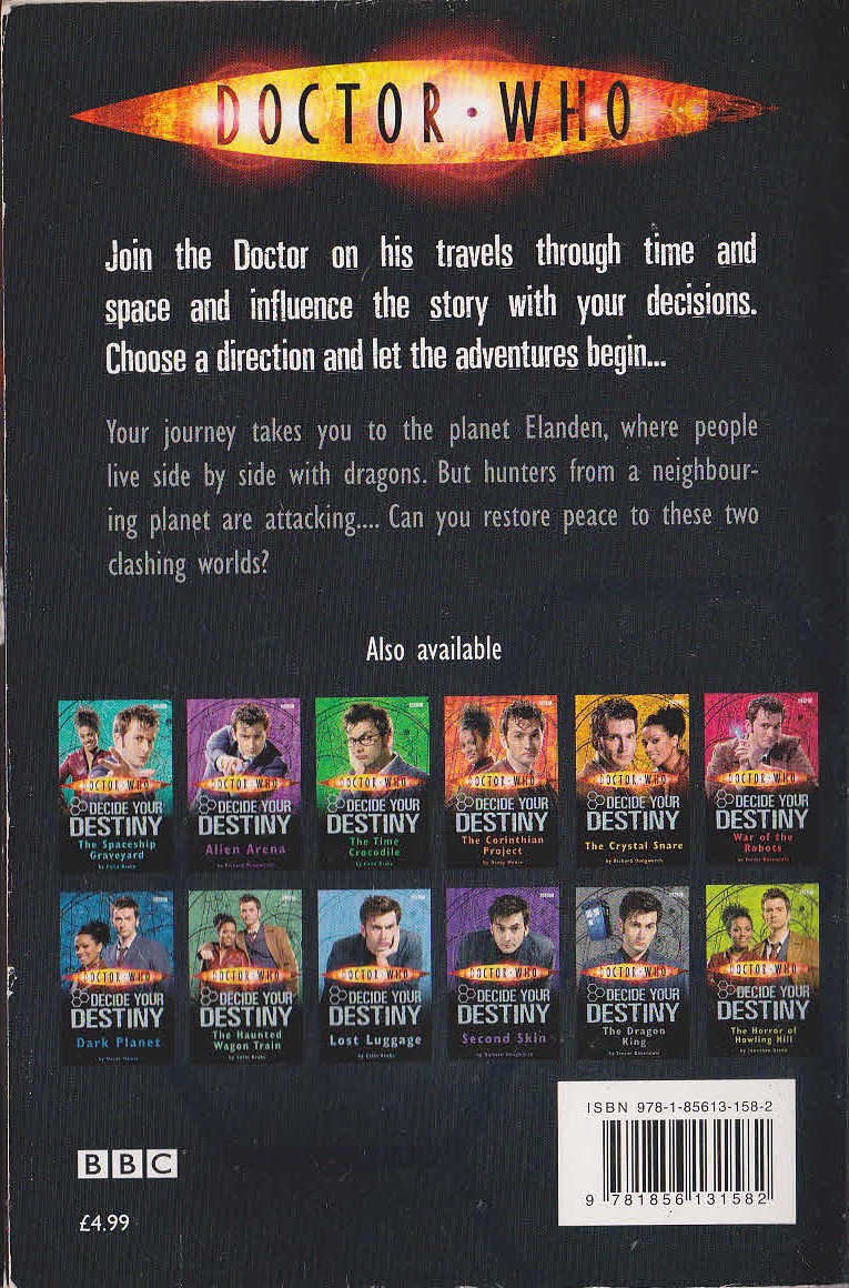 Trevor Baxendale  DOCTOR WHO: THE DRAGON KING magnified rear book cover image