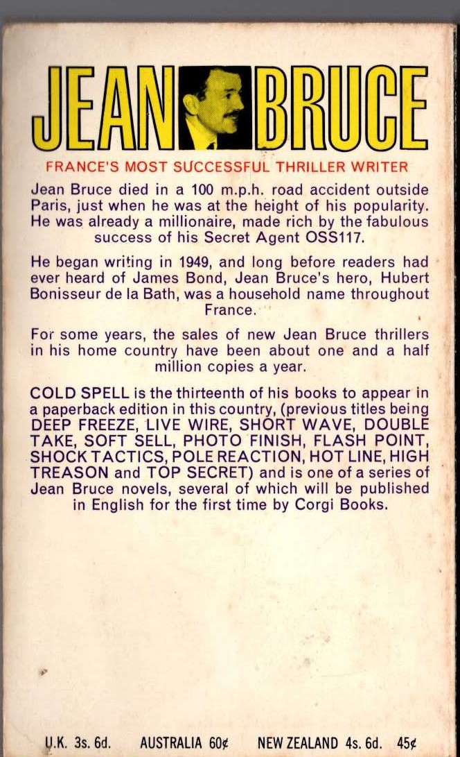 Jean Bruce  COLD SPELL magnified rear book cover image