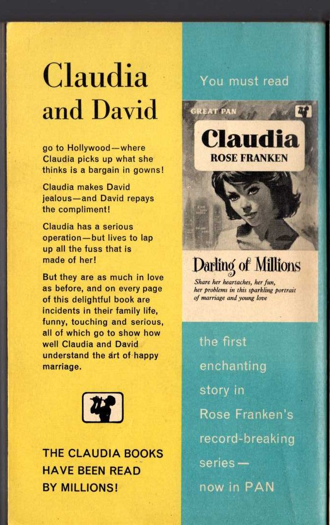 Rose Franken  CLAUDIA AND DAVID magnified rear book cover image