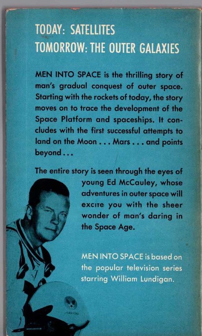 Murray Leinster  MEN INTO SPACE magnified rear book cover image