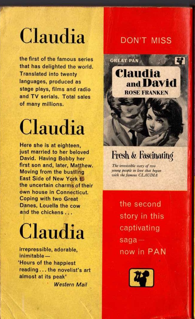 Rose Franken  CLAUDIA magnified rear book cover image