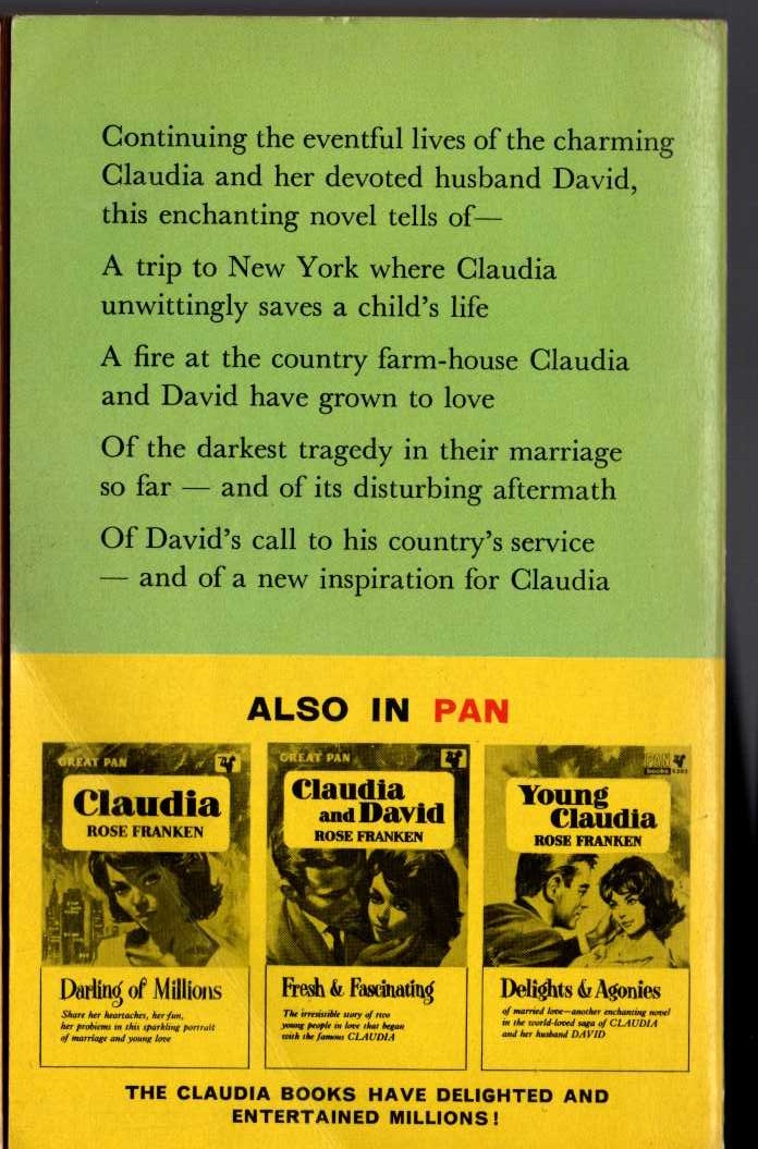 Rose Franken  ANOTHER CLAUDIA magnified rear book cover image
