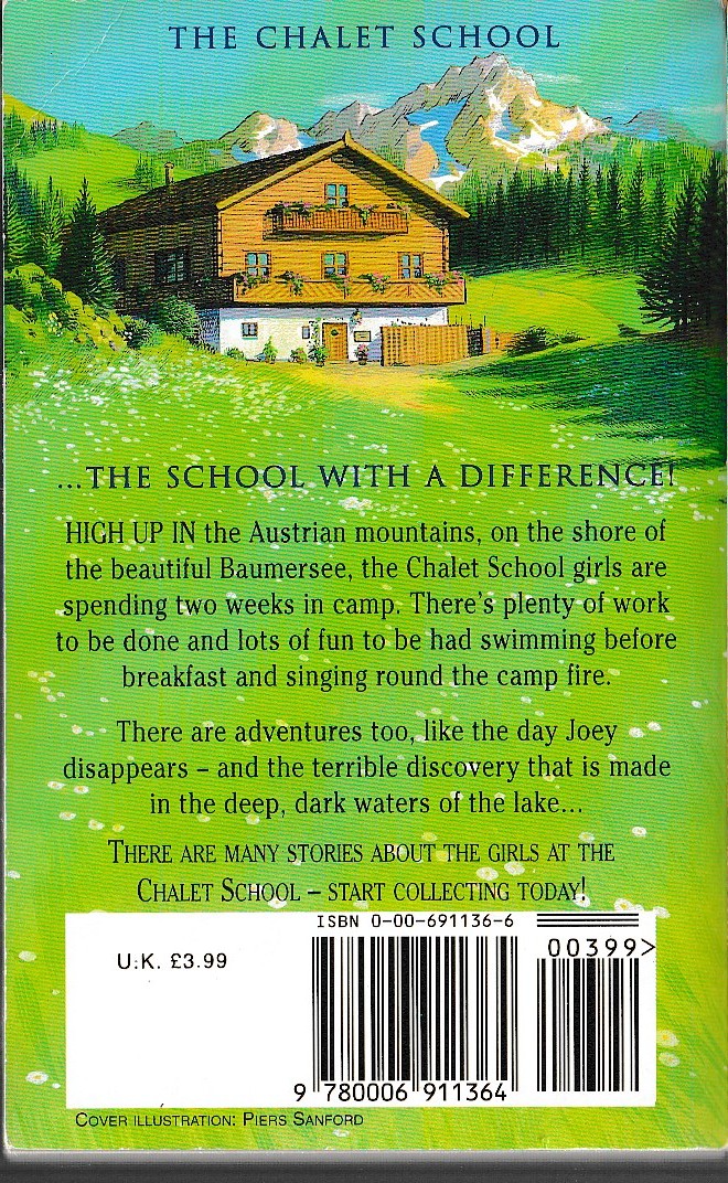 Elinor M. Brent-Dyer  THE CHALET GIRLS IN CAMP magnified rear book cover image