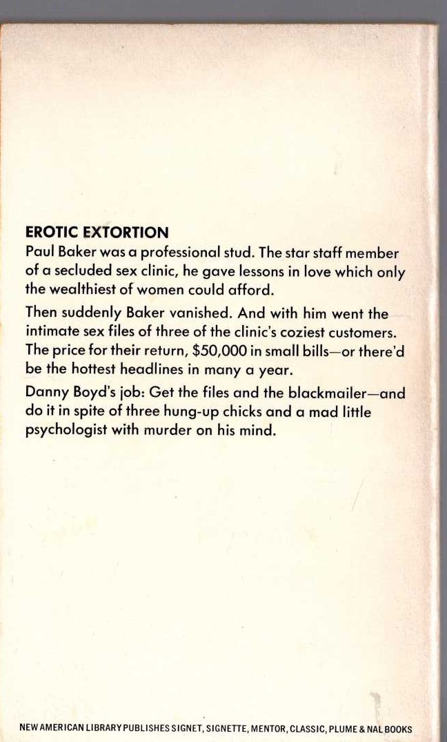 Carter Brown  THE SEX CLINIC magnified rear book cover image