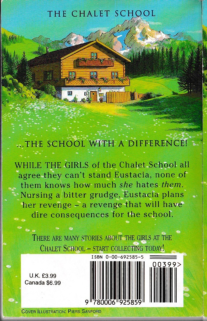 Elinor M. Brent-Dyer  EUSTACIA GOES TO THE CHALET SCHOOL magnified rear book cover image