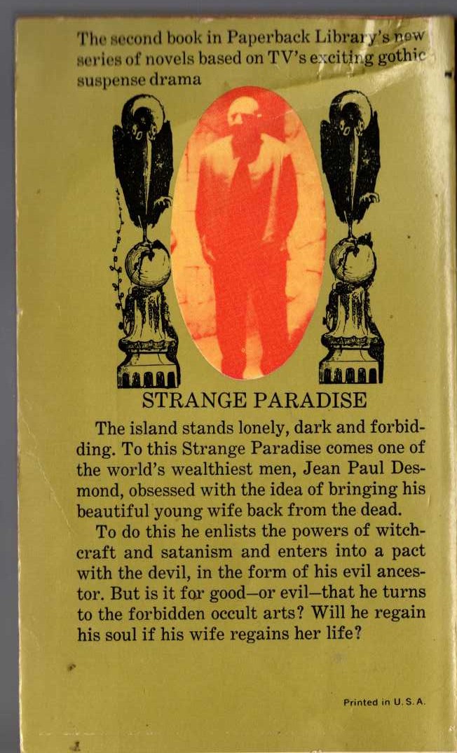 Dorothy Daniels  STRANGE PARADISE: ISLAND OF EVIL magnified rear book cover image