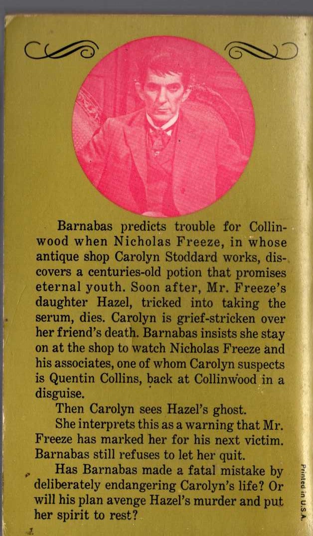 Marilyn Ross  BARNABAS, QUENTIN, AND THE MAGIC POTION magnified rear book cover image