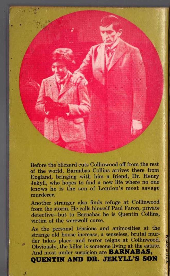Marilyn Ross  BARNABAS, QUENTIN AND DR. JEKYLL'S SON magnified rear book cover image