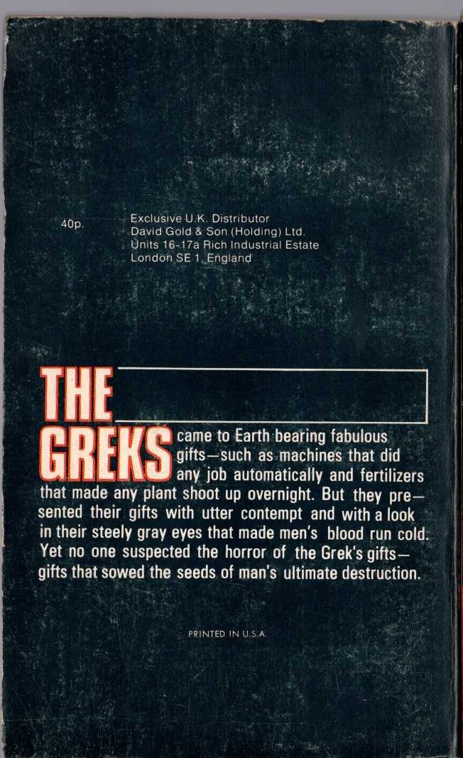 Murray Leinster  THE GREKS BRINGS GIFTS magnified rear book cover image
