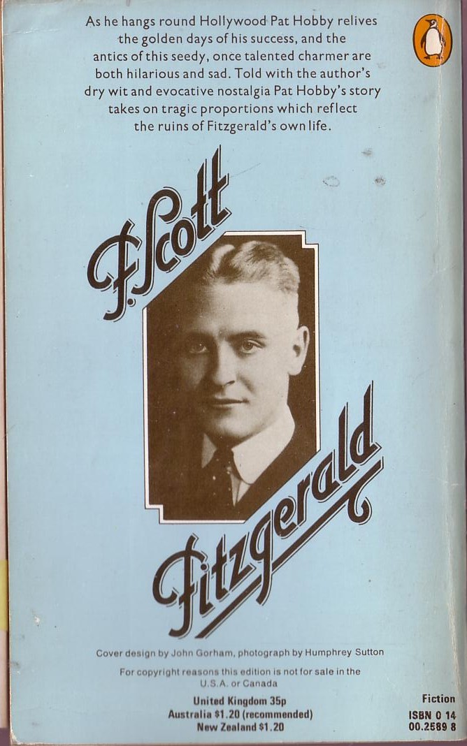 F.Scott Fitzgerald  THE PAT HOBBY STORIES magnified rear book cover image