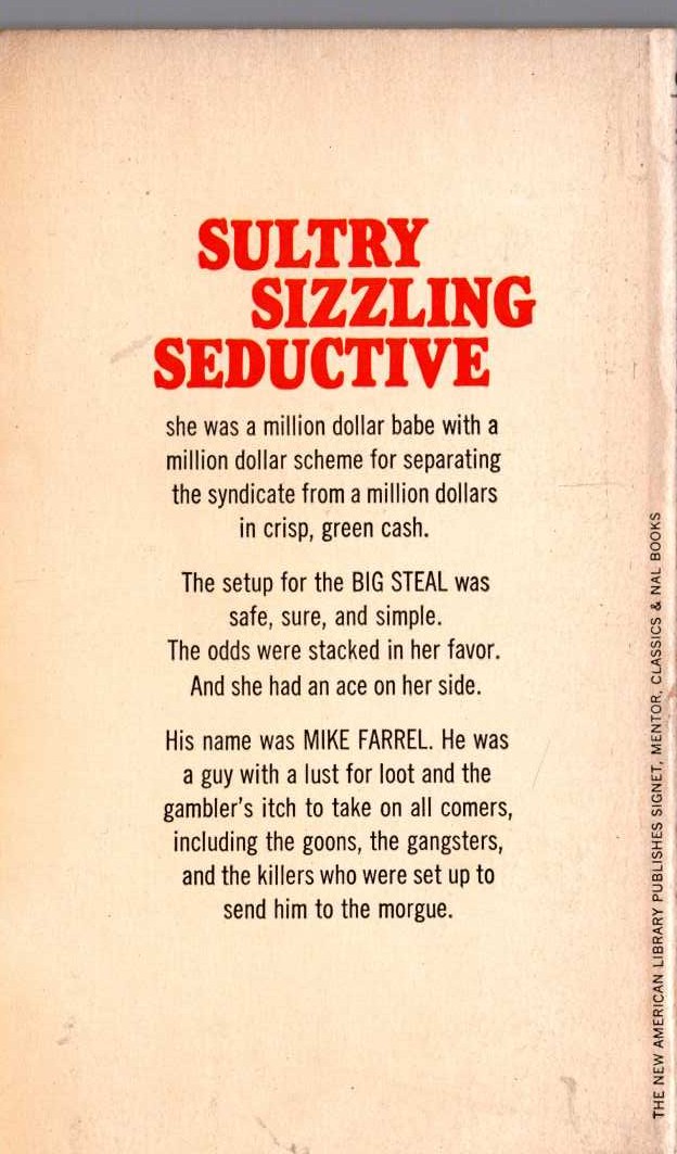 Carter Brown  THE MILLION DOLLAR BABE magnified rear book cover image
