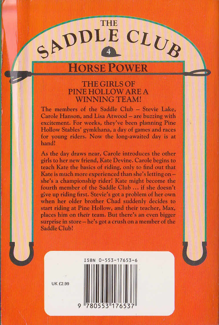 Bonnie Bryant  THE SADDLE CLUB 4: Horse Power magnified rear book cover image