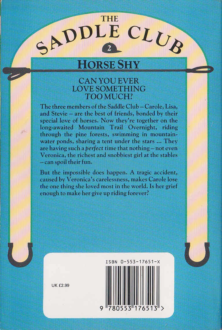 Bonnie Bryant  THE SADDLE CLUB 2: Horse Shy magnified rear book cover image