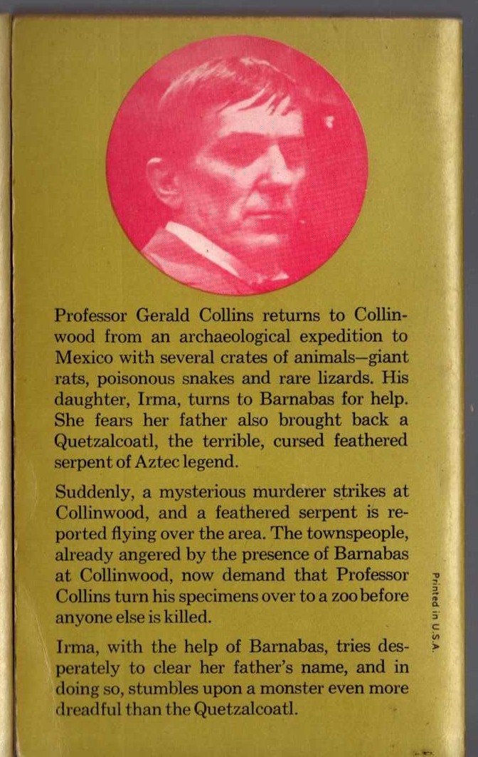 Marilyn Ross  BARNABAS, QUENTIN AND THE SERPENT magnified rear book cover image