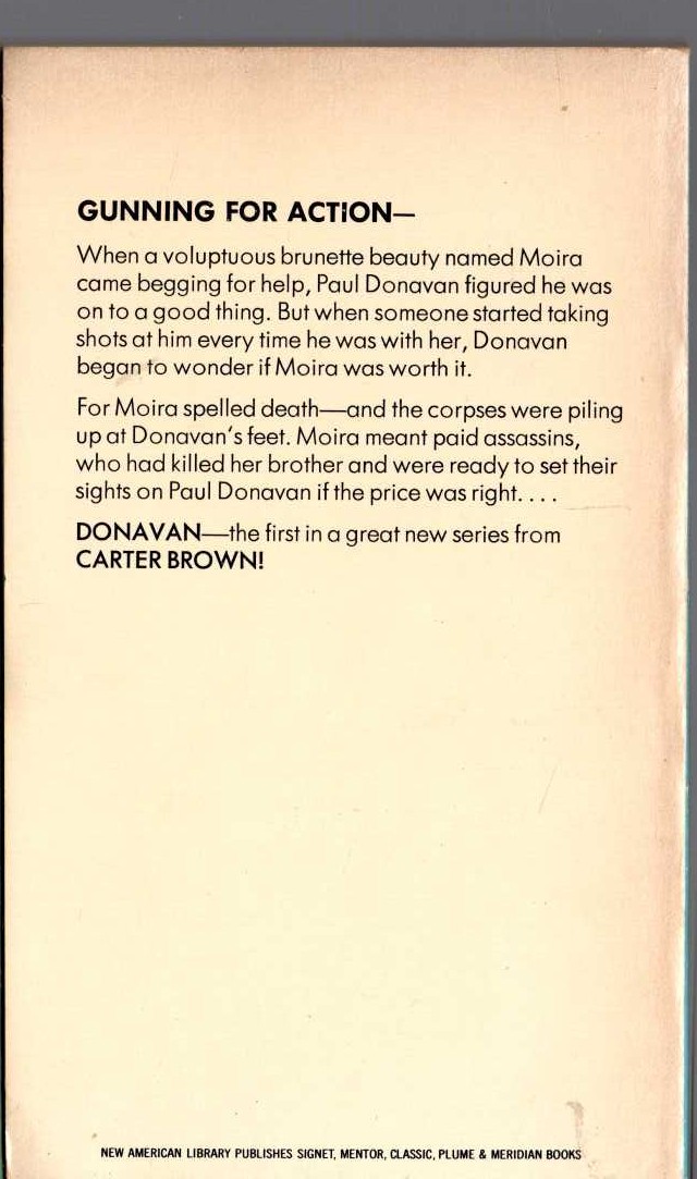 Carter Brown  DONAVAN magnified rear book cover image