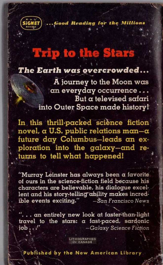 Murray Leinster  OPERATION: OUTER SPACE magnified rear book cover image