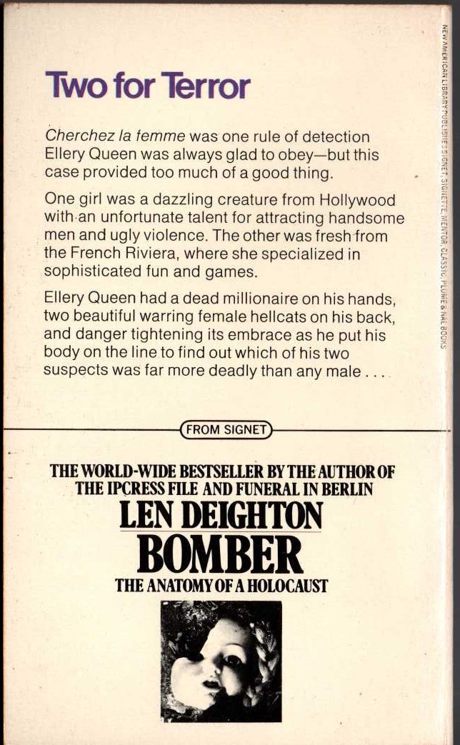 Ellery Queen  THE DRAGON'S TEETH magnified rear book cover image