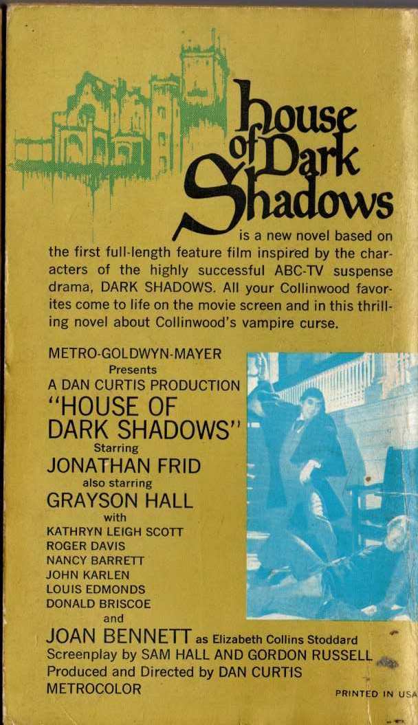 Marilyn Ross  HOUSE OF DARK SHADOWS magnified rear book cover image