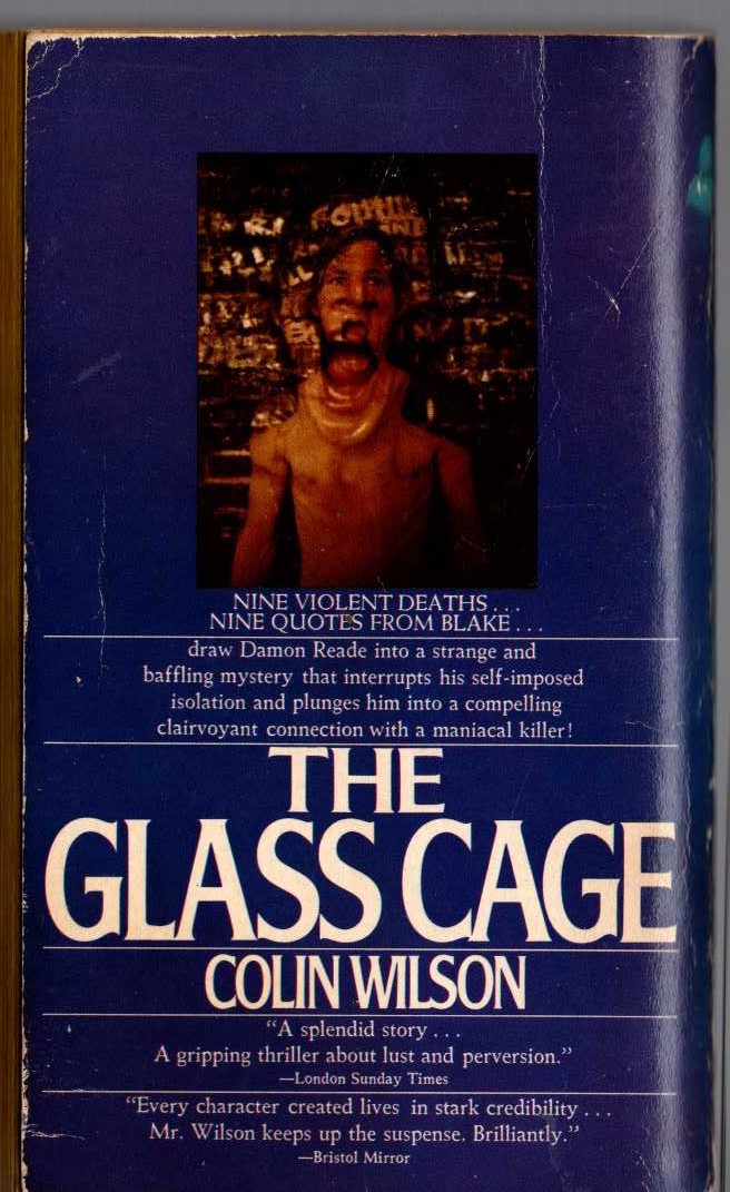 Colin Wilson  THE GLASS CAGE magnified rear book cover image