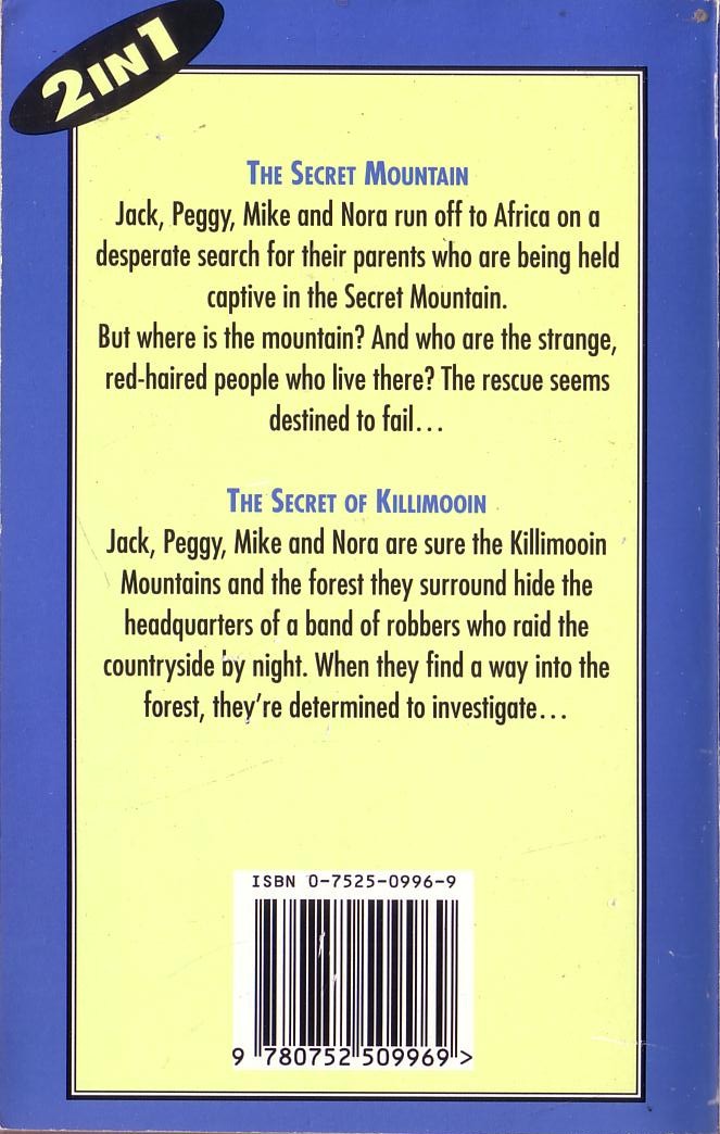 Enid Blyton  SECRETS: THE SECRET MOUNTAIN/ THE SECRET OF KILLIMOON magnified rear book cover image