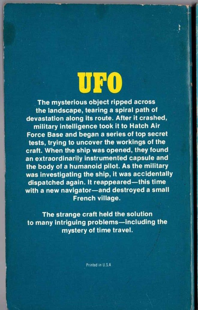 Lloyd Biggle  THE FURY OUT OF TIME magnified rear book cover image