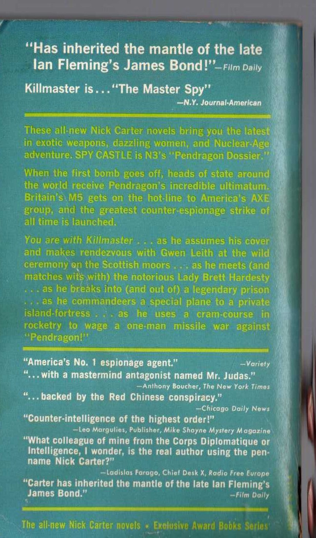 Nick Carter  SPY CASTLE magnified rear book cover image