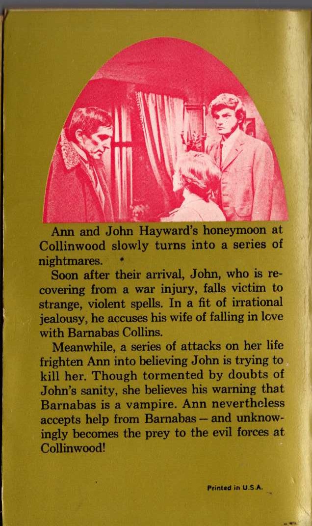 Marilyn Ross  BARNABAS, QUENTIN AND THE FRIGHTENED BRIDE magnified rear book cover image
