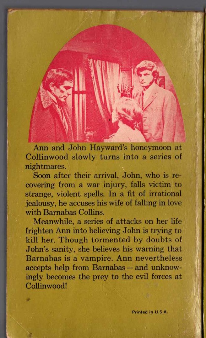 Marilyn Ross  BARNABAS, QUENTIN AND THE FRIGHTENED BRIDE magnified rear book cover image