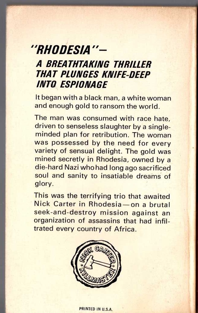 Nick Carter  RHODESIA magnified rear book cover image