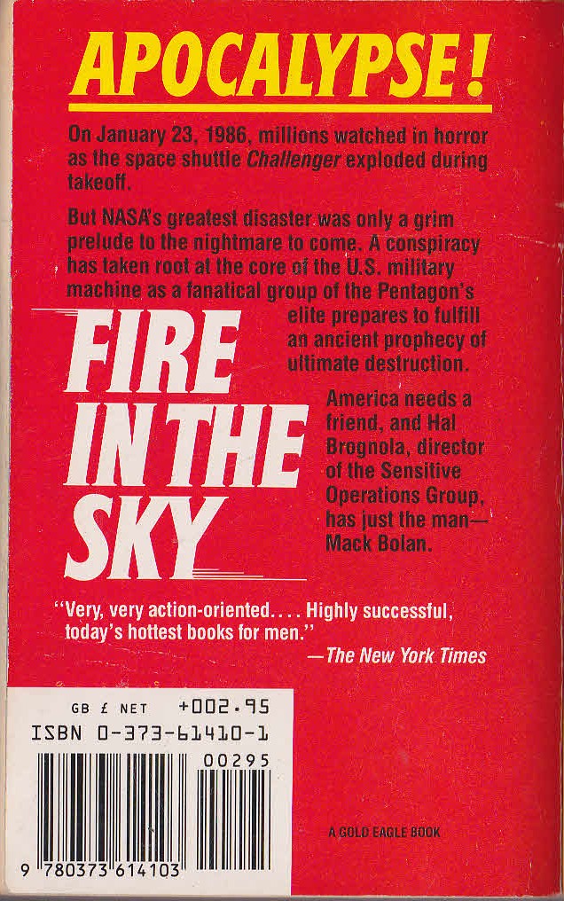 Don Pendleton  MACK BOLAN: FIRE IN THE SKY magnified rear book cover image