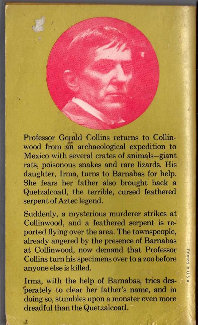 Marilyn Ross  BARNABAS, QUENTIN AND THE SERPENT magnified rear book cover image