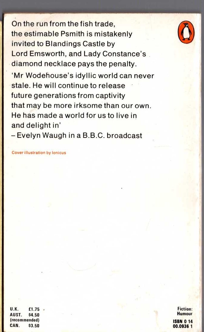 P.G. Wodehouse  LEAVE IT TO PSMITH magnified rear book cover image
