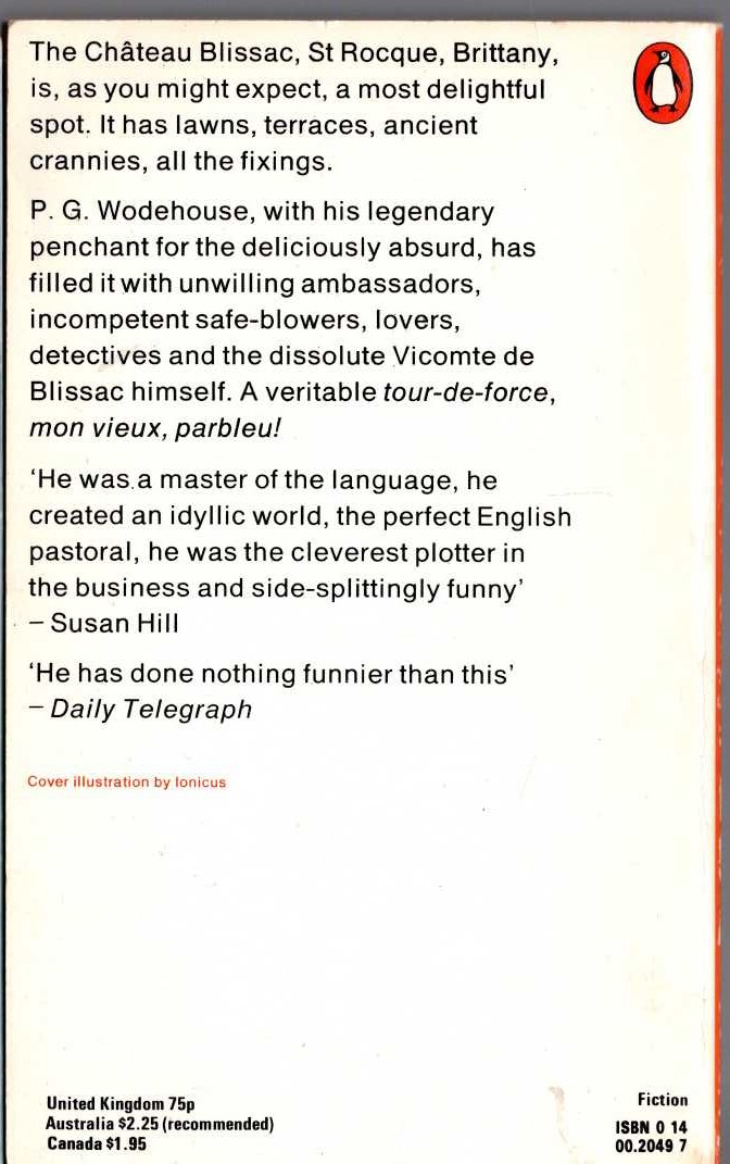 P.G. Wodehouse  HOT WATER magnified rear book cover image