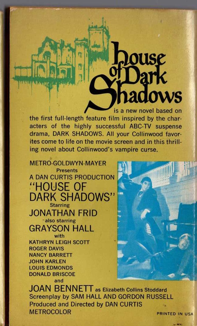 Marilyn Ross  HOUSE OF DARK SHADOWS magnified rear book cover image
