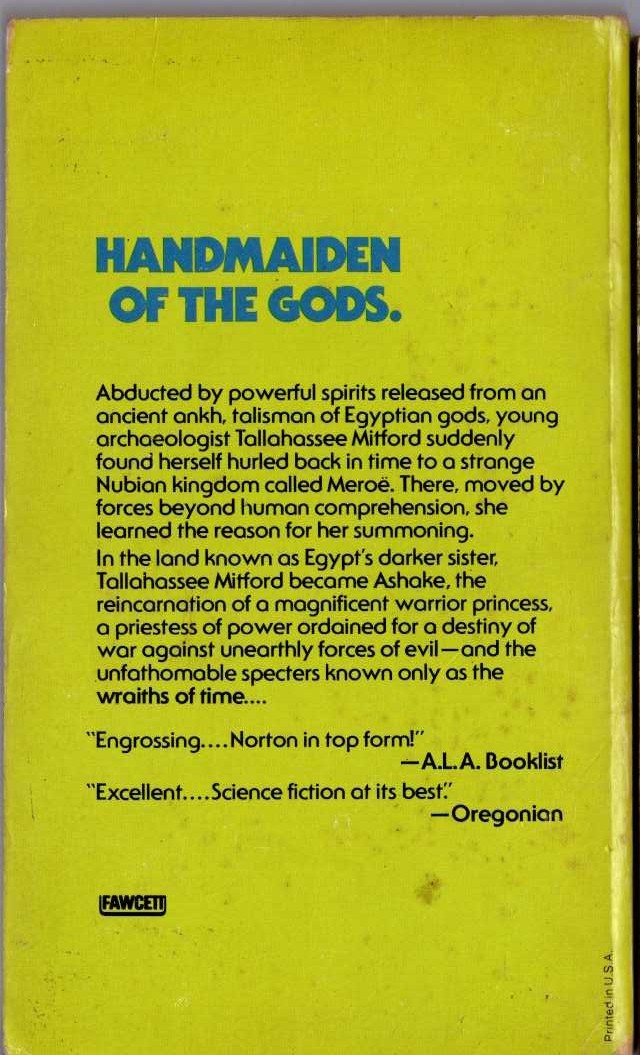 Andre Norton  WRAITHS OF TIME magnified rear book cover image