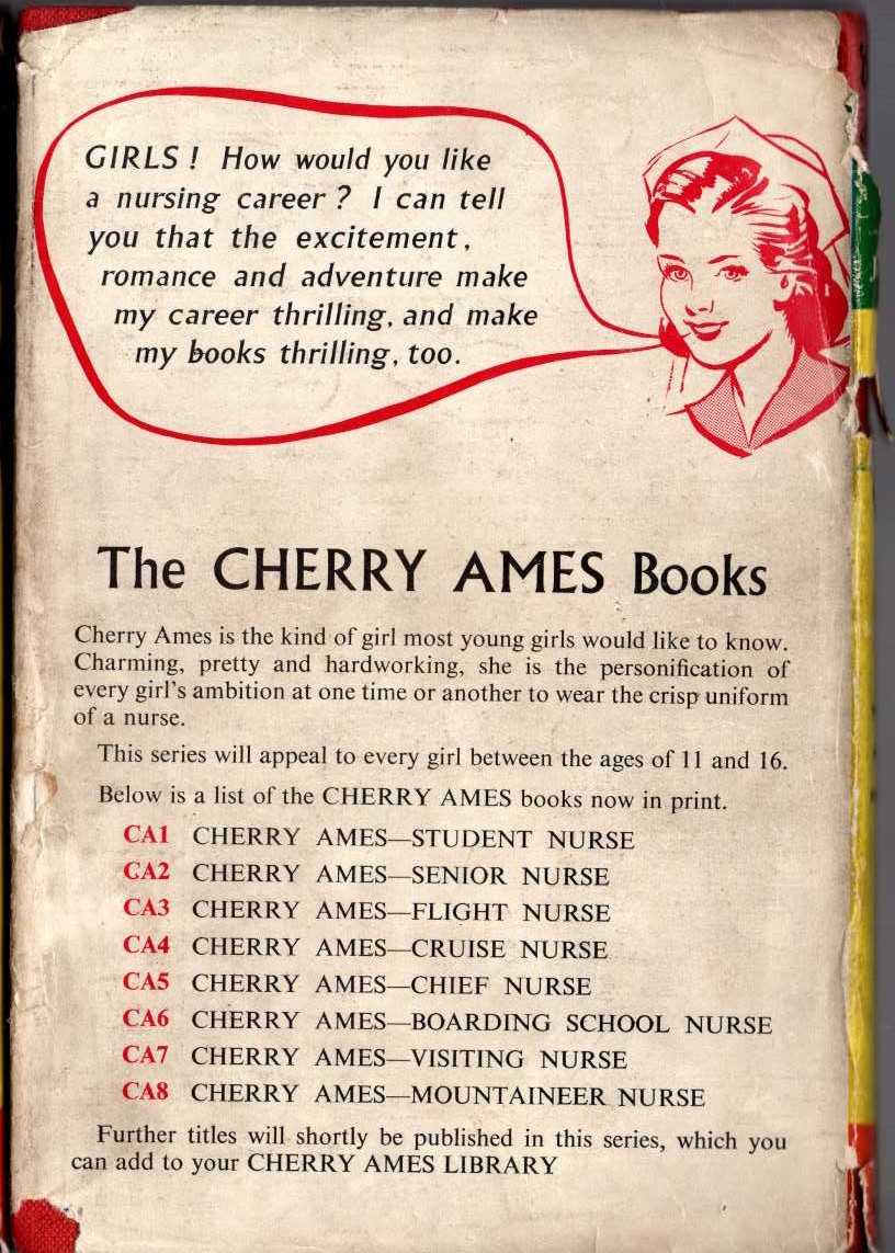 CHERRY AMES MOUNTAINEER NURSE magnified rear book cover image
