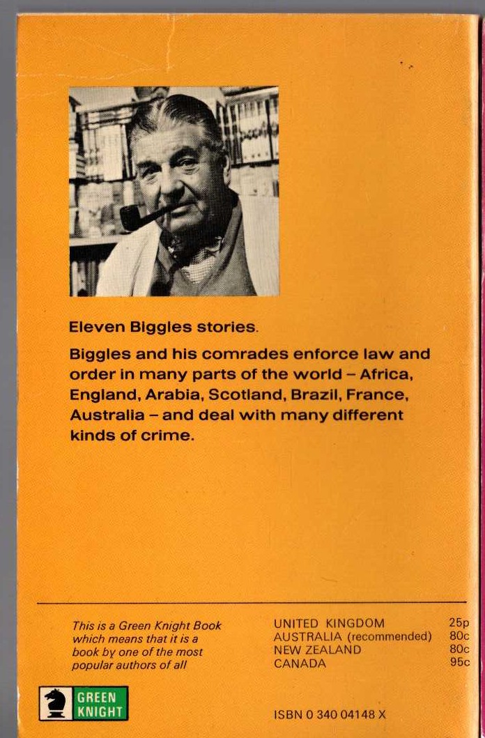 Captain W.E. Johns  BIGGLES OF THE INTERPOL magnified rear book cover image