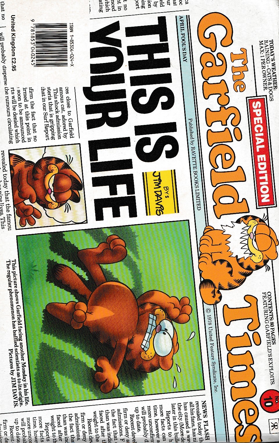 Jim Davis  GARFIELD: THIS IS YOUR LIFE magnified rear book cover image
