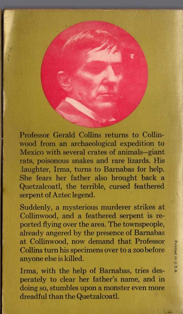Marilyn Ross  BARNABAS, QUENTIN AND THE SERPENT magnified rear book cover image