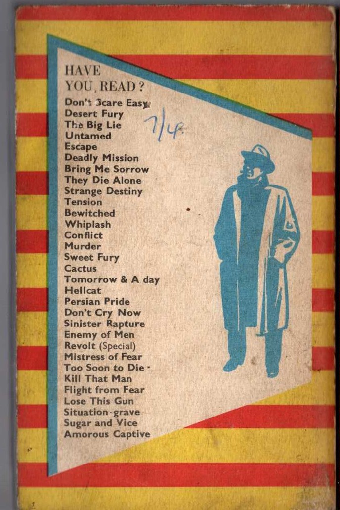 Hank Janson  AVENGING NYMPH magnified rear book cover image