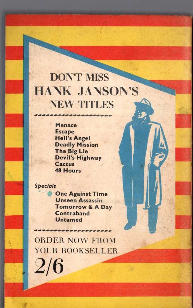 Hank Janson  THE BIG LIE magnified rear book cover image
