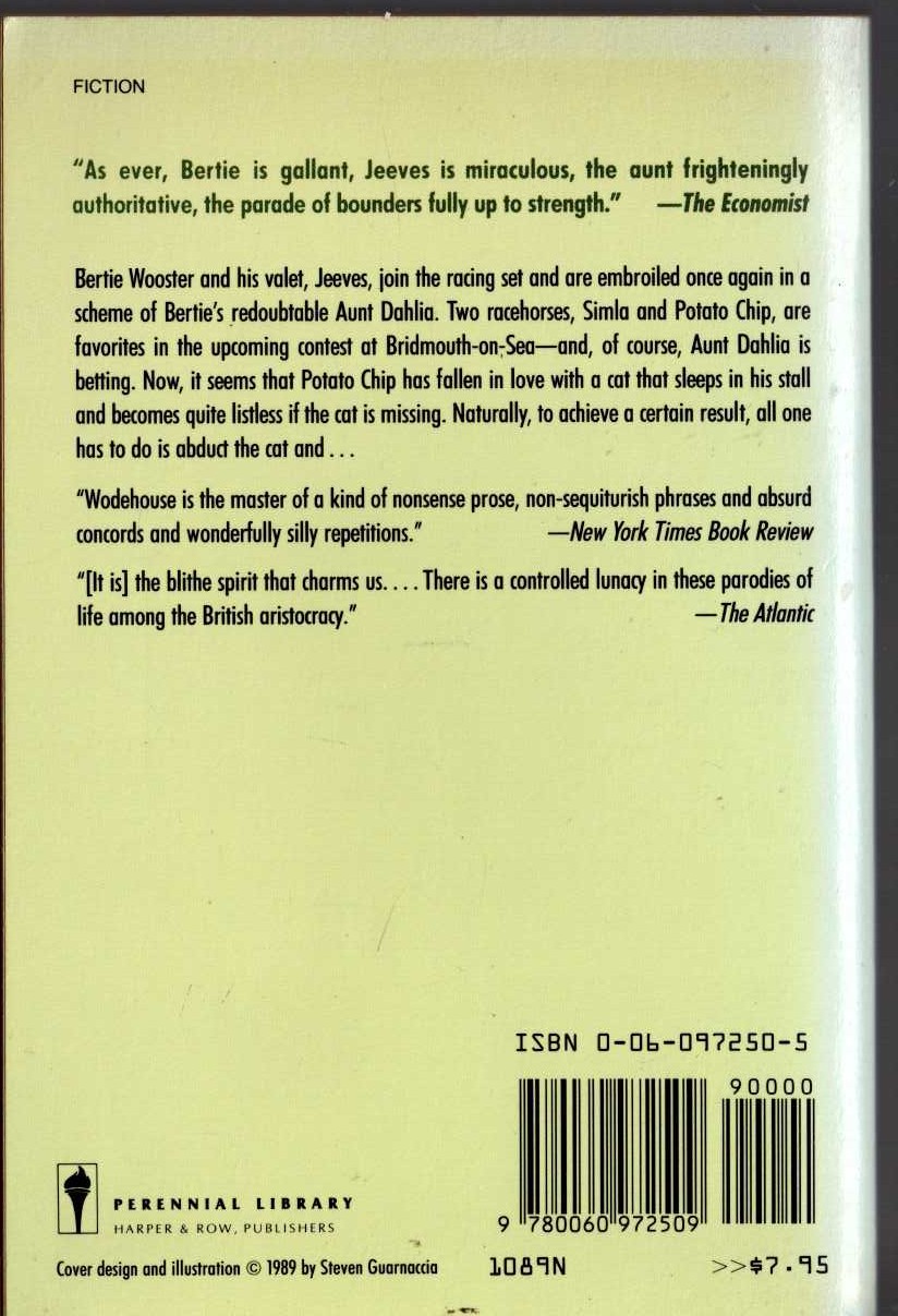P.G. Wodehouse  THE CAT-NAPPERS magnified rear book cover image