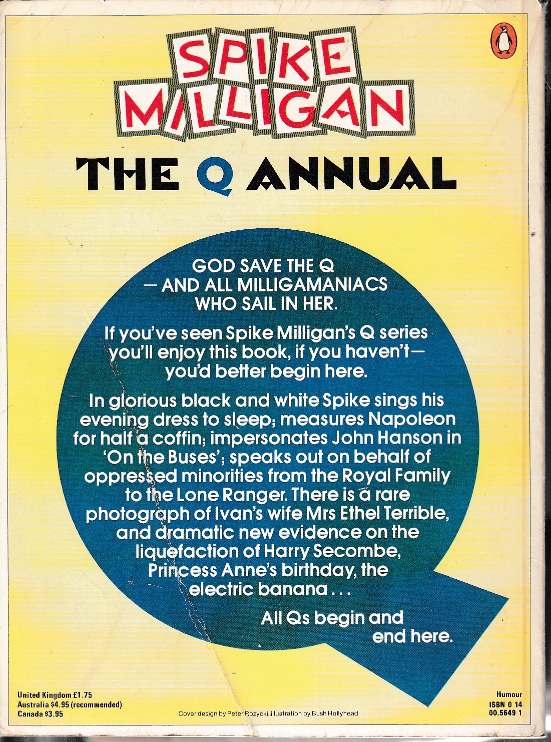 Spike Milligan  THE Q ANNUAL magnified rear book cover image
