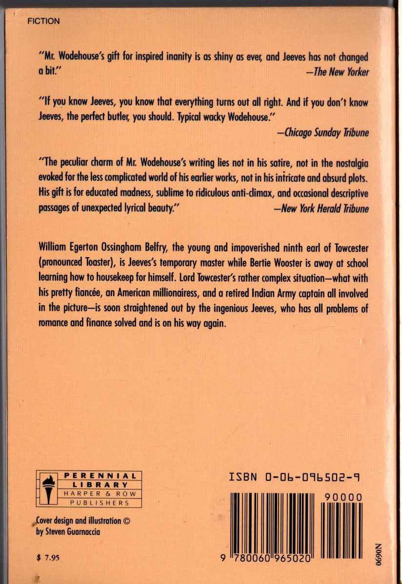P.G. Wodehouse  THE RETURN OF JEEVES magnified rear book cover image