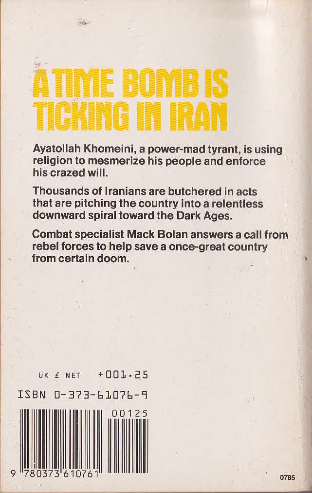 Don Pendleton  MACK BOLAN: TEHERAN WIPEOUT magnified rear book cover image