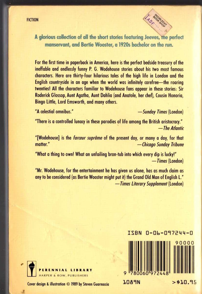 P.G. Wodehouse  THE WORLD OF JEEVES magnified rear book cover image