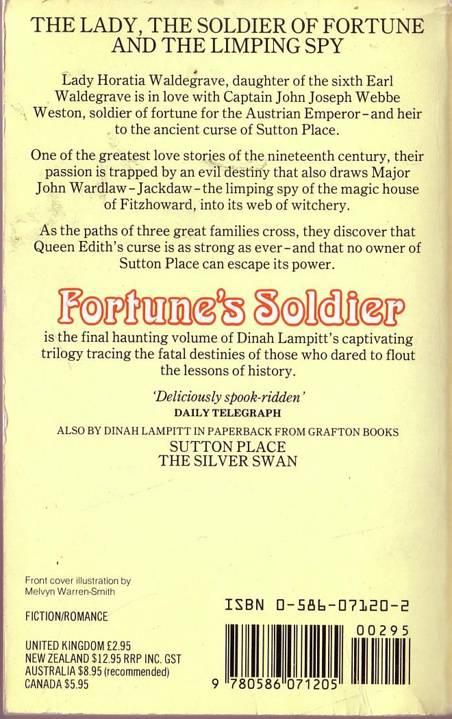 Dinah Lampitt  FORTUNE'S SOLDIER magnified rear book cover image