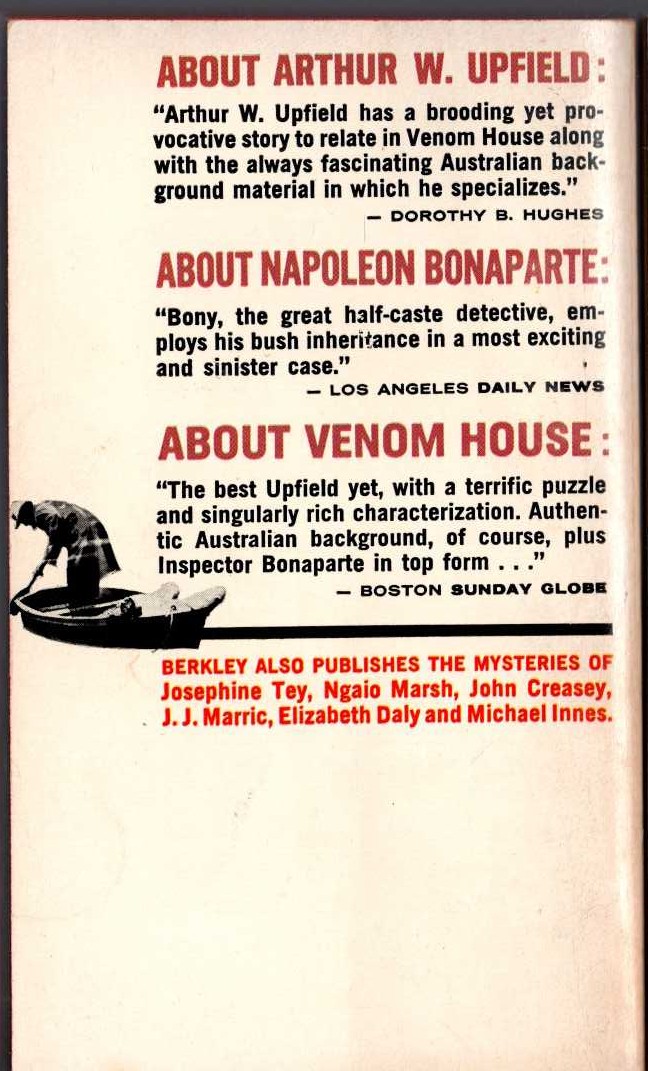 Arthur Upfield  VENOM HOUSE magnified rear book cover image